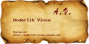 Anderlik Vince névjegykártya